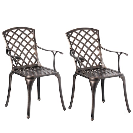 Gardenised Indoor and Outdoor Bronze Dinning Set 2 Chairs Cast Aluminum. QI003960CH.2